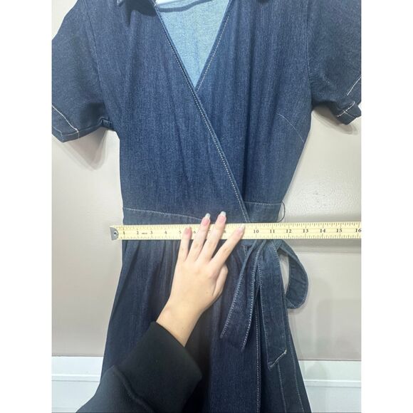 NWOT Draper James Denim Wrap Short Sleeve Fall Dress Women's Small - Picture 9 of 11